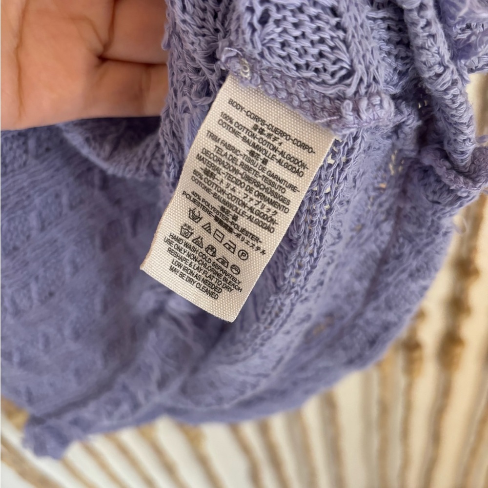 Free People Purple Knit V Neck Boho Indie Fairy Long Sleeve Dolman Sweater Top - Picture 5 of 5